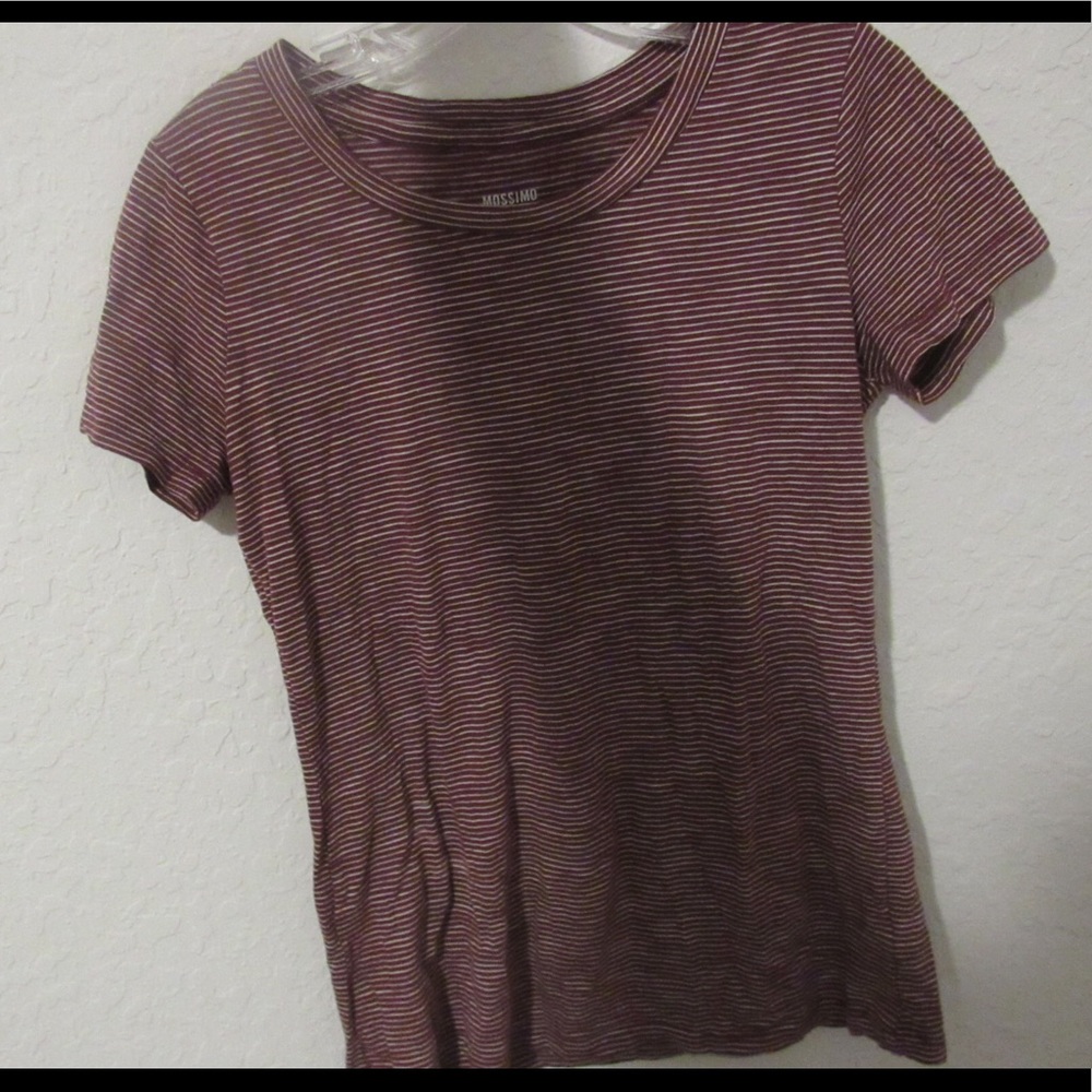 Maroon-White Striped Tee